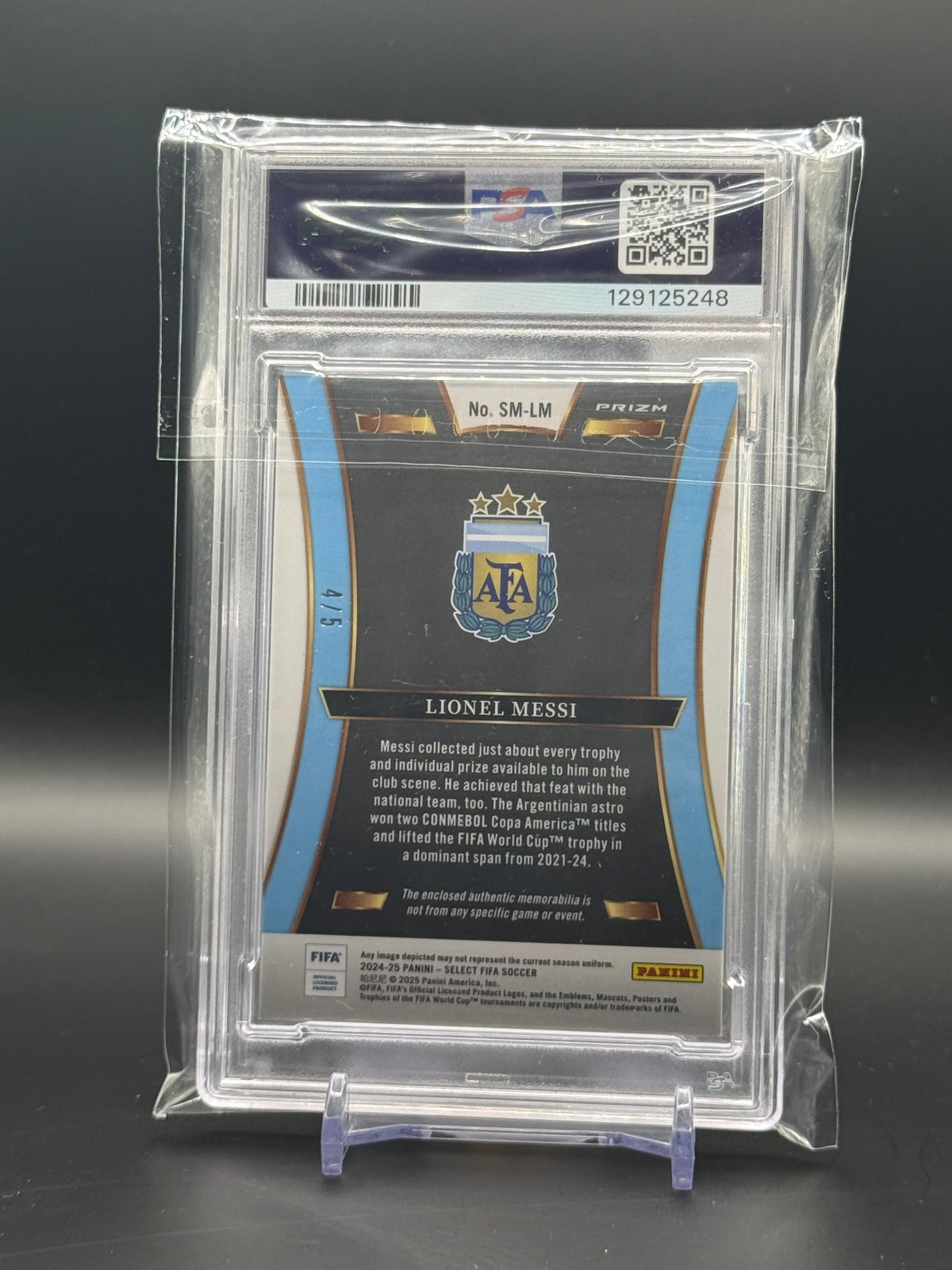 2024-25 Panini Select Fifa Soccer Lionel Messi Argentinia Green Patch 4/5 PSA 9 129125248