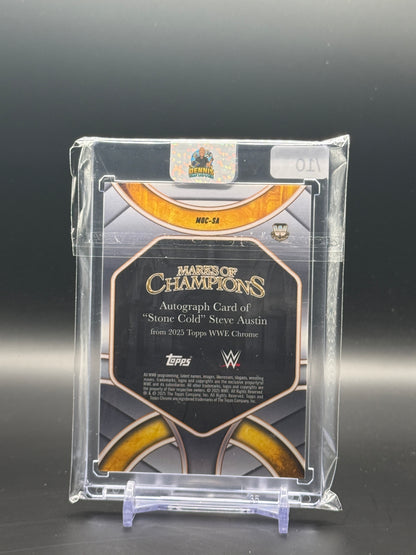 2025 Topps Chrome WWE Stone Cold Steve Austin Black Marks Of Champions Auto 07/10