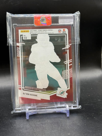 2023 Panini Donruss Clearly De'Von Achane Miami Dolphins Red Auto 02/49