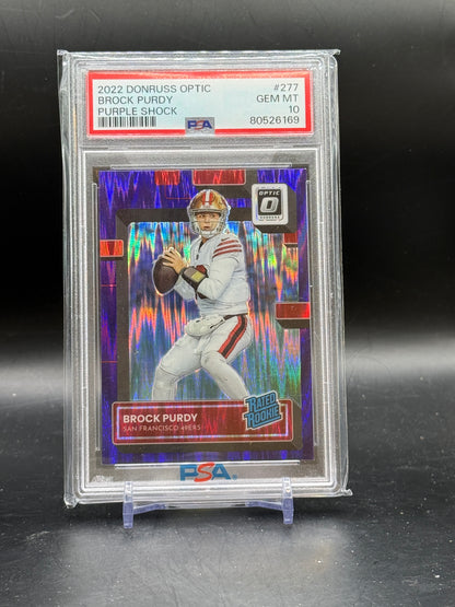 2022 Panini Donruss Optic NFL Brock Purdy San Francisco 49ers Purple Shock PSA 10 80526169