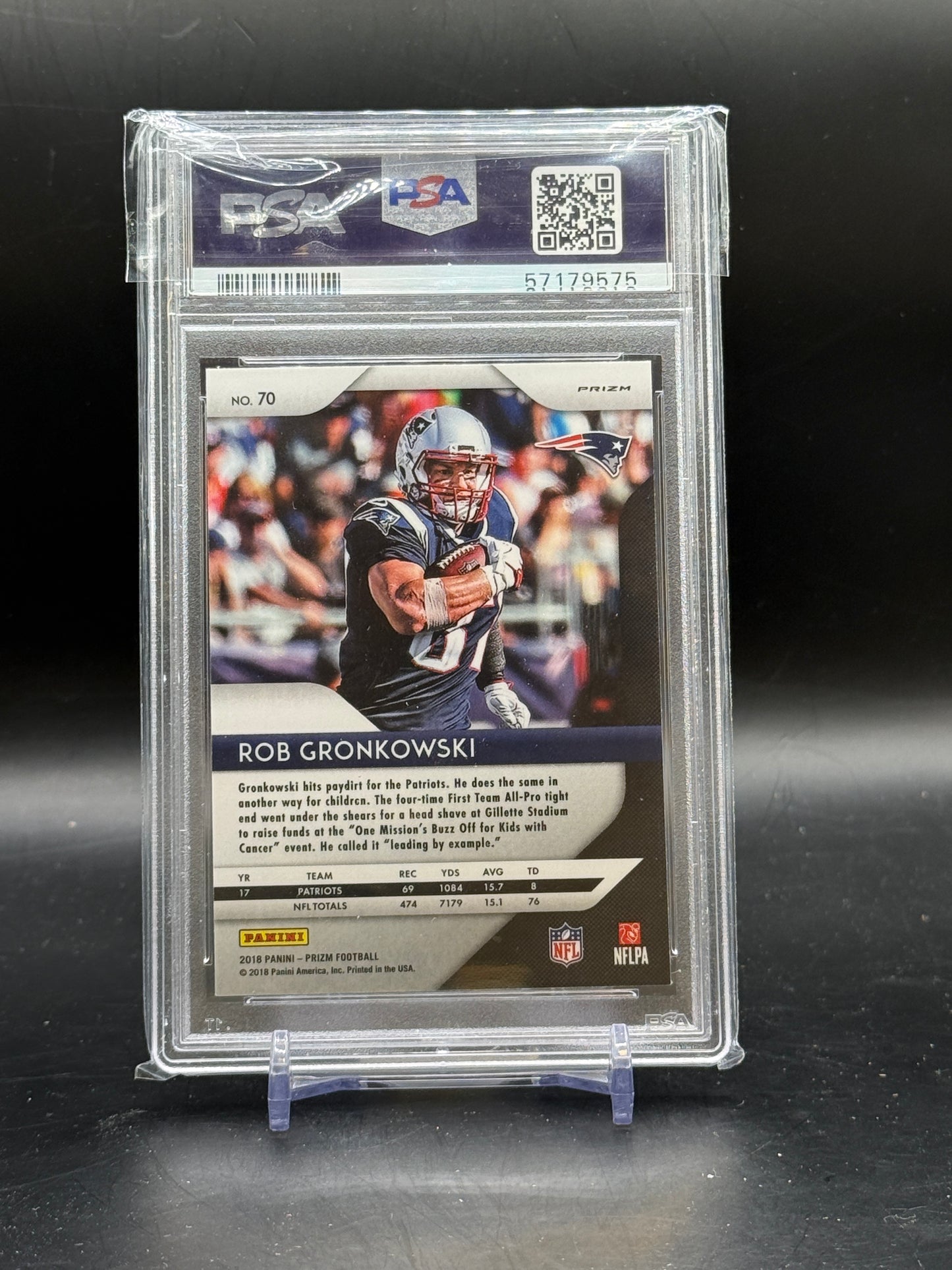 2018 Panini Prizm NFL Rob Gronkowski New England Patriots Lazer Prizm PSA 9 57179575