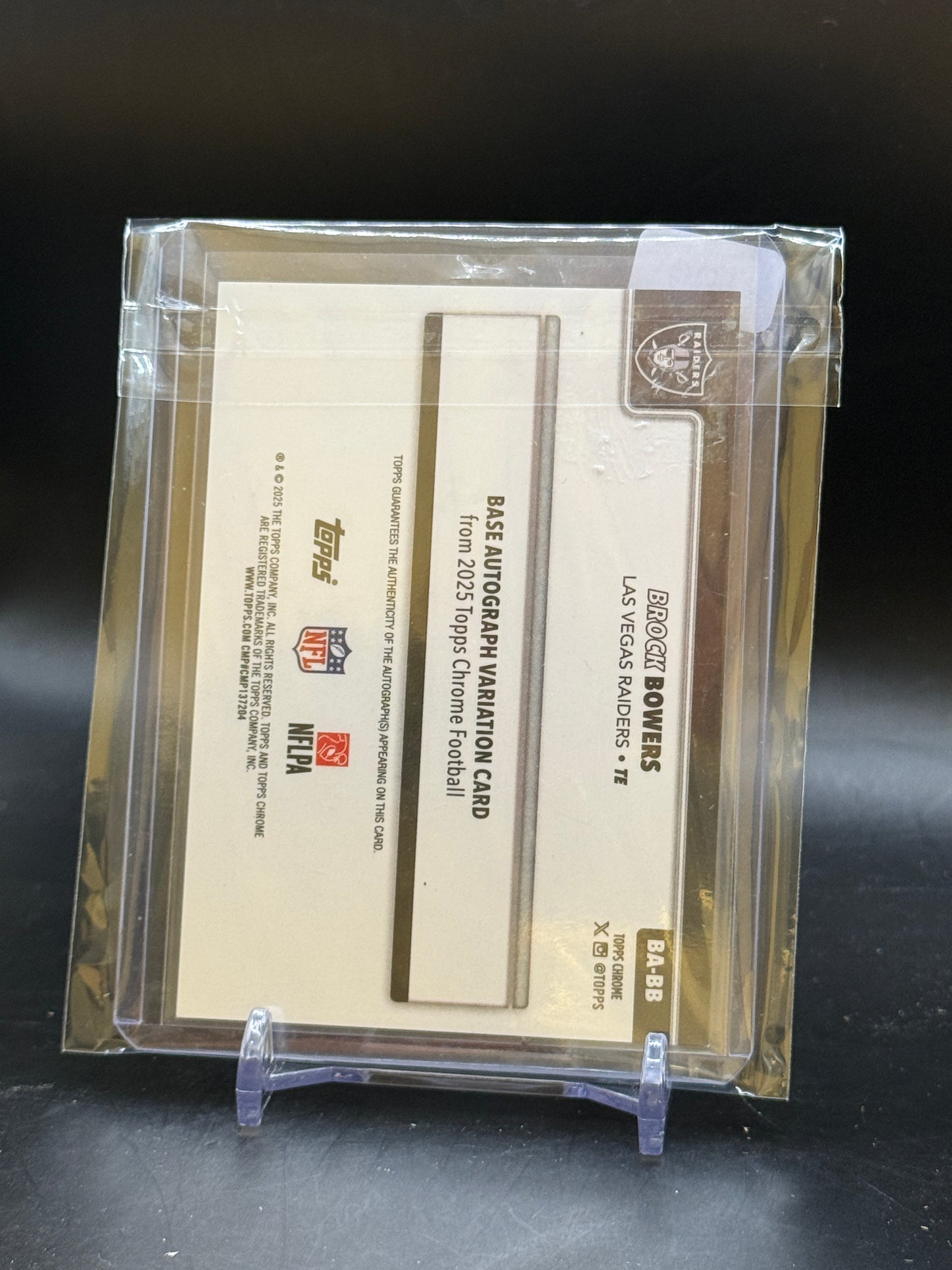2025 Topps Chrome NFL Brock Bowers Las Vegas Raiders True Teal Auto 202/299