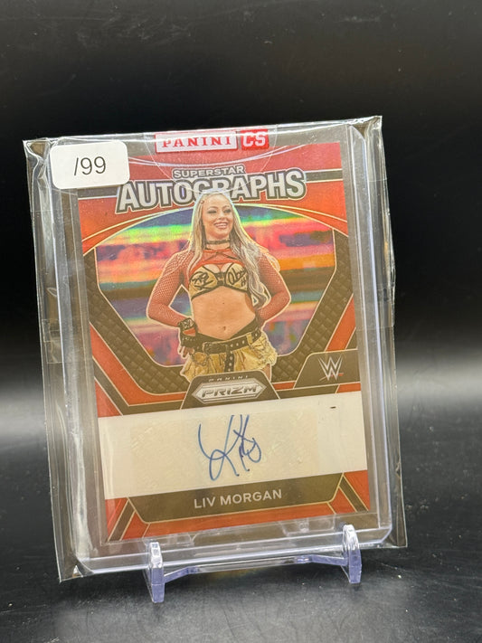 2024 Panini Prizm WWE Liv Morgan Superstar Red Auto 52/99