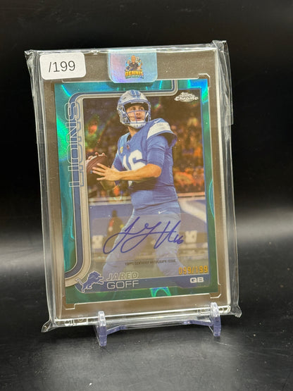 2025 Topps Chrome NFL Jared Goff Detroit Lions Lava Aqua Auto 99/199