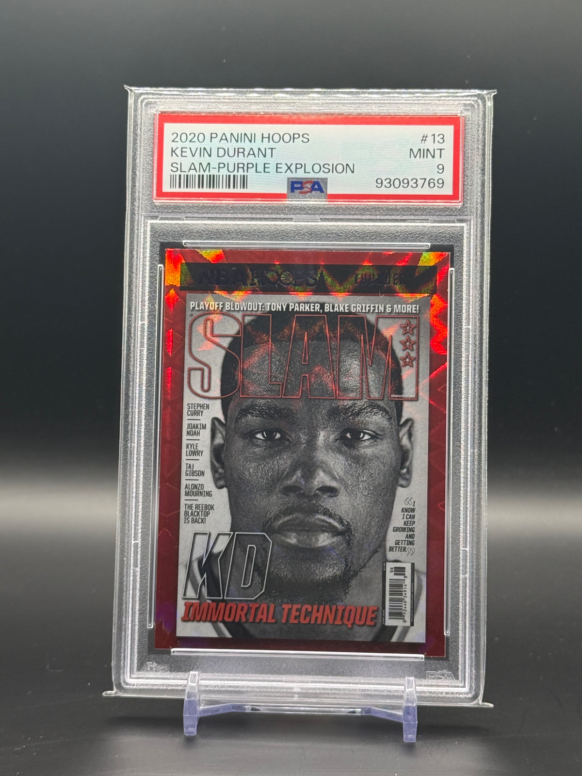 2020-21 Panini Hoops NBA Kevin Durant Oklahoma City Thunder Slam Purple Explosion KD PSA 9 93093769