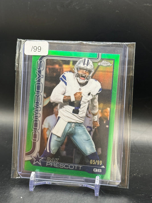 2025 Topps Chrome NFL Dak Prescott Dallas Cowboys True Green 05/99