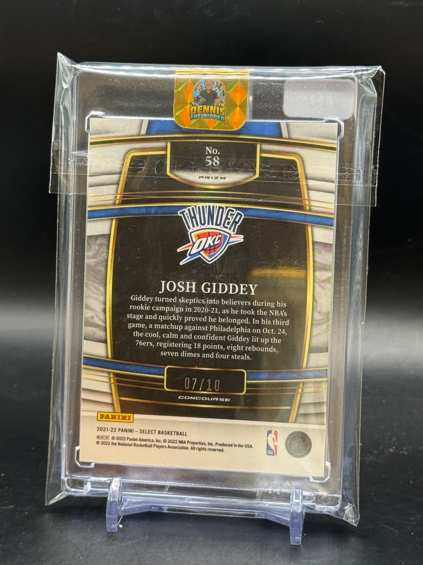 2021-22 Panini Select NBA Josh Giddey Okalhoma City Thunder Gold 07/10
