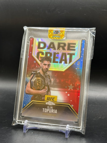 2025 Topps Chrome UFC Ilia Topuria Dare to be Great Red White Blue 41/88