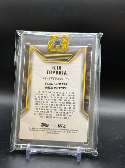 2025 Topps Chrome UFC Ilia Topuria Dare to be Great Red White Blue 41/88
