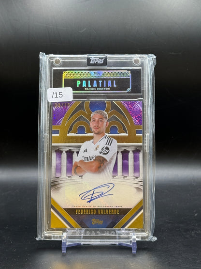2024-25 Topps Palatial Real Madrid Frederico Valverde Palatial Pose Purple Auto 04/15