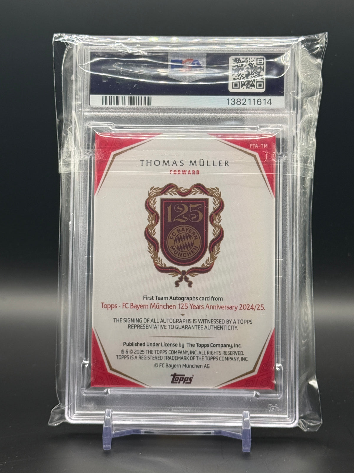 2024-25 Topps FC Bayern München 125 Years Thomas Müller FC Bayern München Orange Auto 19/33 PSA 10 138211614