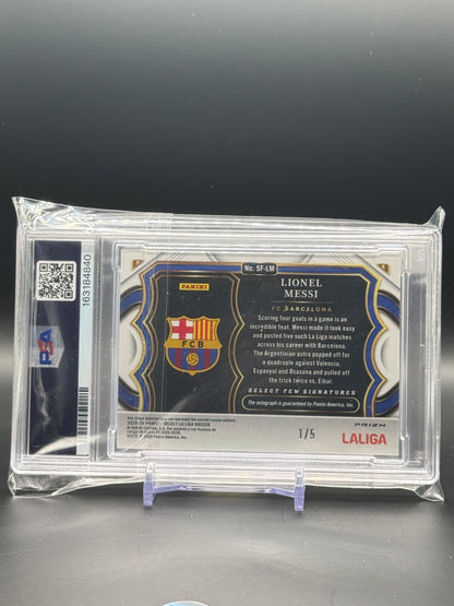 2025-26 Panini Select Laliga Lionel Messi FC Barcelona Gold Auto 1/5 PSA 9 163184840
