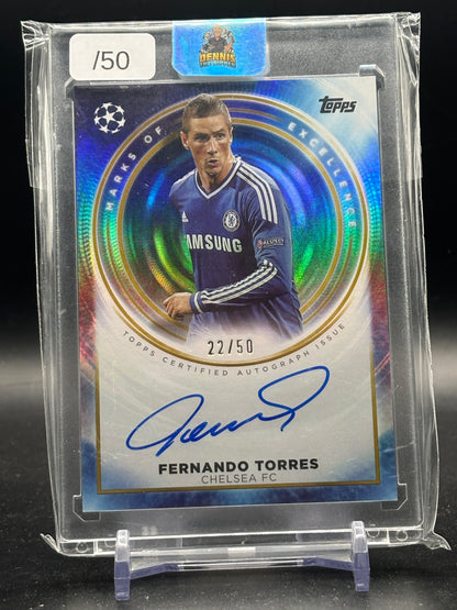 2025-26 Topps Chrome UCC Fernando Torres Chelsea FC Marks of Excellence Gold Auto 22/50