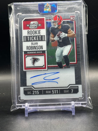 2023 Panini Contenders Optic NFL Bijan Robinson Atlanta Falcons Rookie Ticket Silver Auto