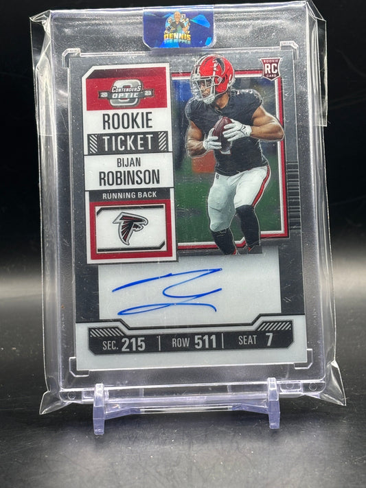 2023 Panini Contenders Optic NFL Bijan Robinson Atlanta Falcons Rookie Ticket Silver Auto