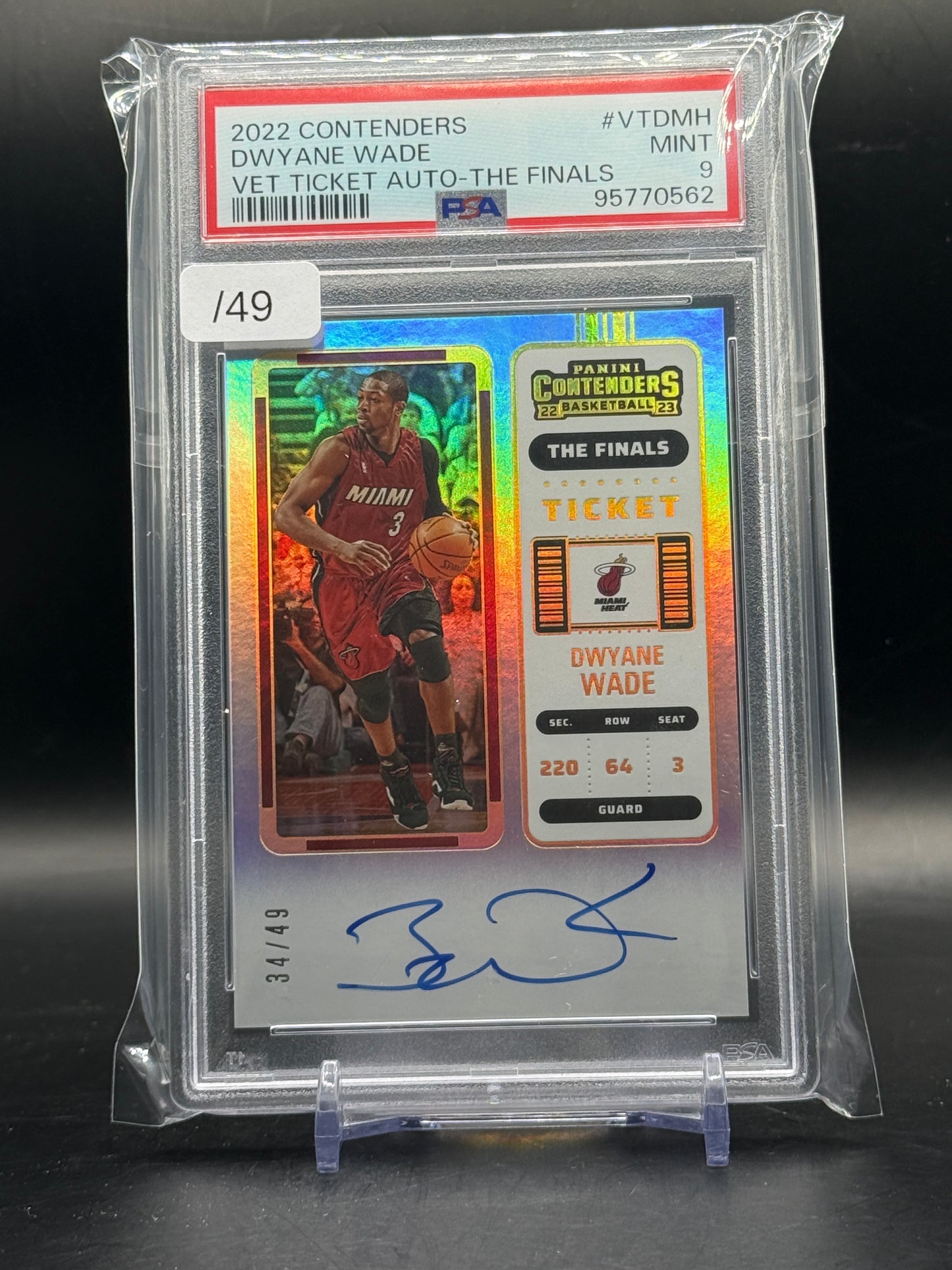 2022 Panini Contenders NBA Dwyane Wade Miami Heat Veteran Ticket Auto 34/49 PSA 9 95770562