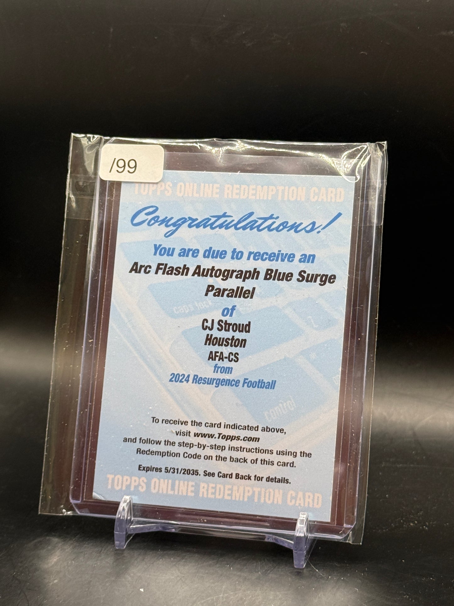 2024 Topps Resurgence NFL CJ Stroud Houston Texans Arc Flash Blue Surge Redemption Auto