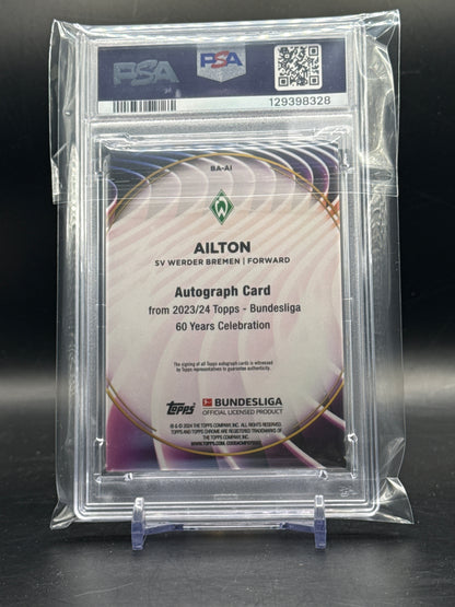 2023-24 Topps Bundesliga 60 Year Ailton Werder Bremen Gold Auto 30/50 PSA 10 129398328