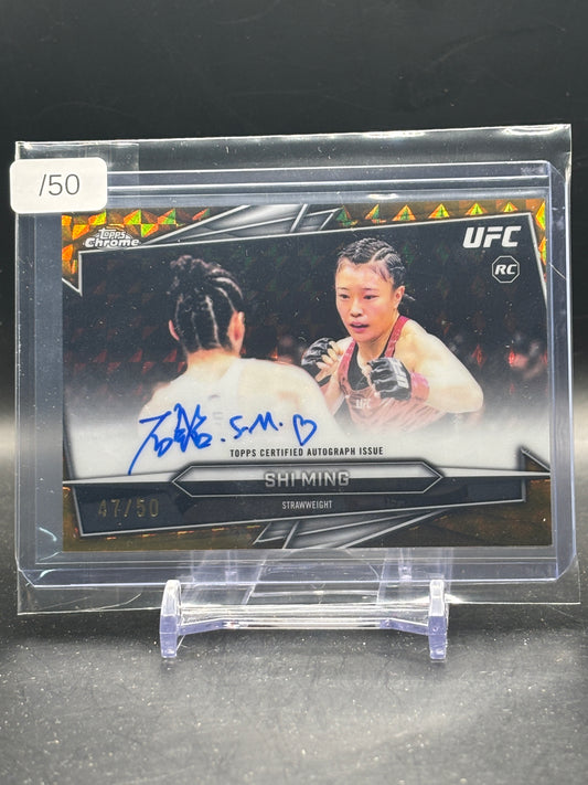 2026 Topps Chrome UFC Shi Ming Gold Geometric Auto 47/50