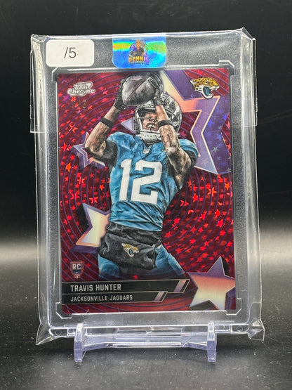 2026 Topps Chrome Cosmic Travis Hunter Jacksonville Jaguars Red Starfractor 5/5