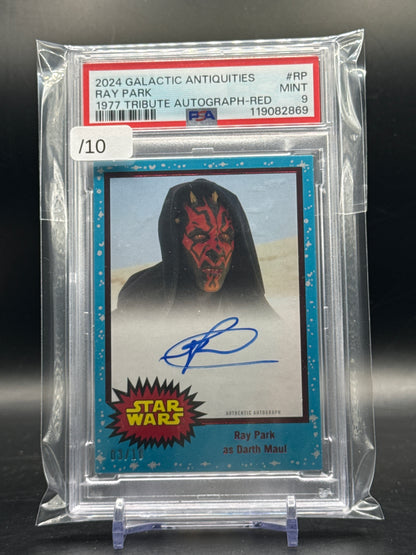 2024 Topps Star Wars Galactic Antiquities Ray Park Darth Maul 1977 Tribute Auto 03/10 PSA 9 119082869