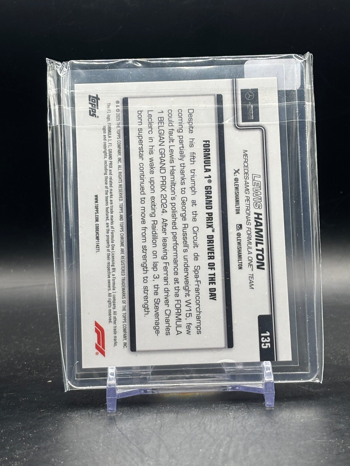 2025 Topps Chrome F1 Lewis Hamilton Mercedes-AMG Black 02/75