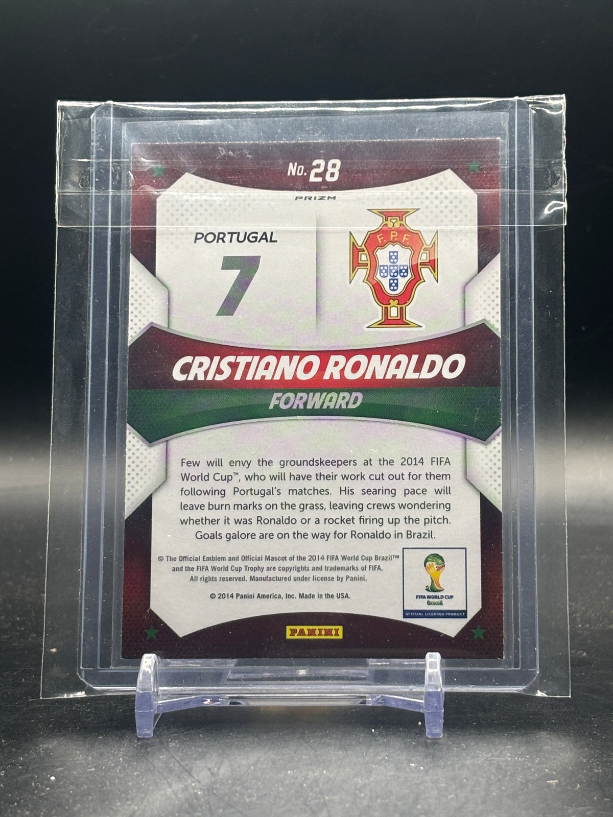 2014 Panini Prizm World Cup Christiano Ronaldo Portugal World Cup Stars Red White Blue Plaid