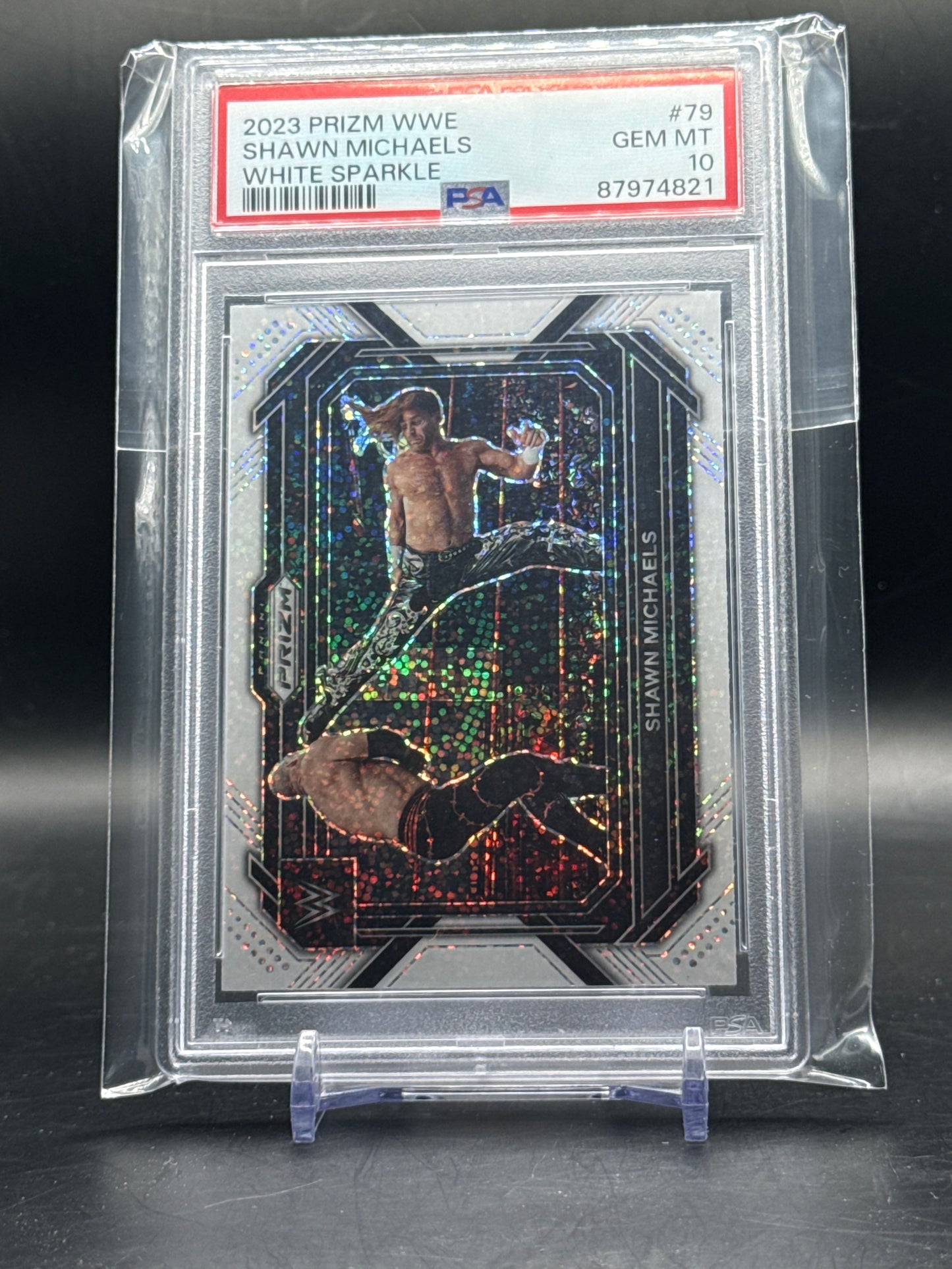2023 Panini Prizm WWE Shawn Michaels White Sparkle PSA 10 87974821
