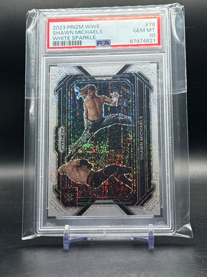 2023 Panini Prizm WWE Shawn Michaels White Sparkle PSA 10 87974821