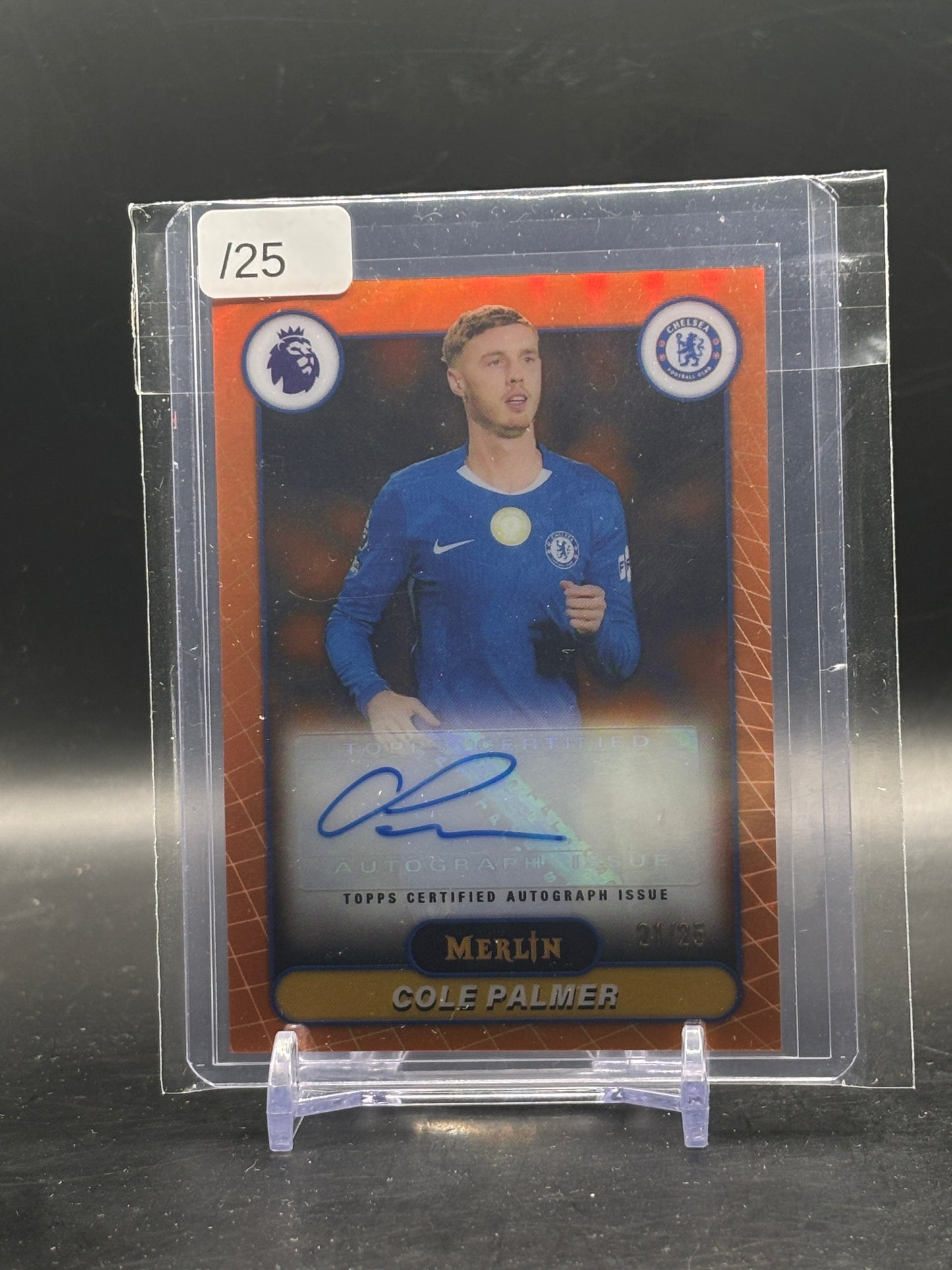 2026 Topps Merlin Premier League Cole Palmer Chelsea FC Orange Auto 21/25