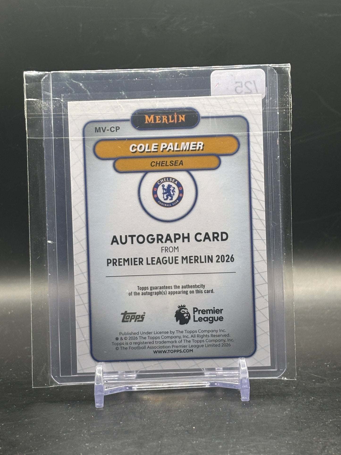 2026 Topps Merlin Premier League Cole Palmer Chelsea FC Orange Auto 21/25
