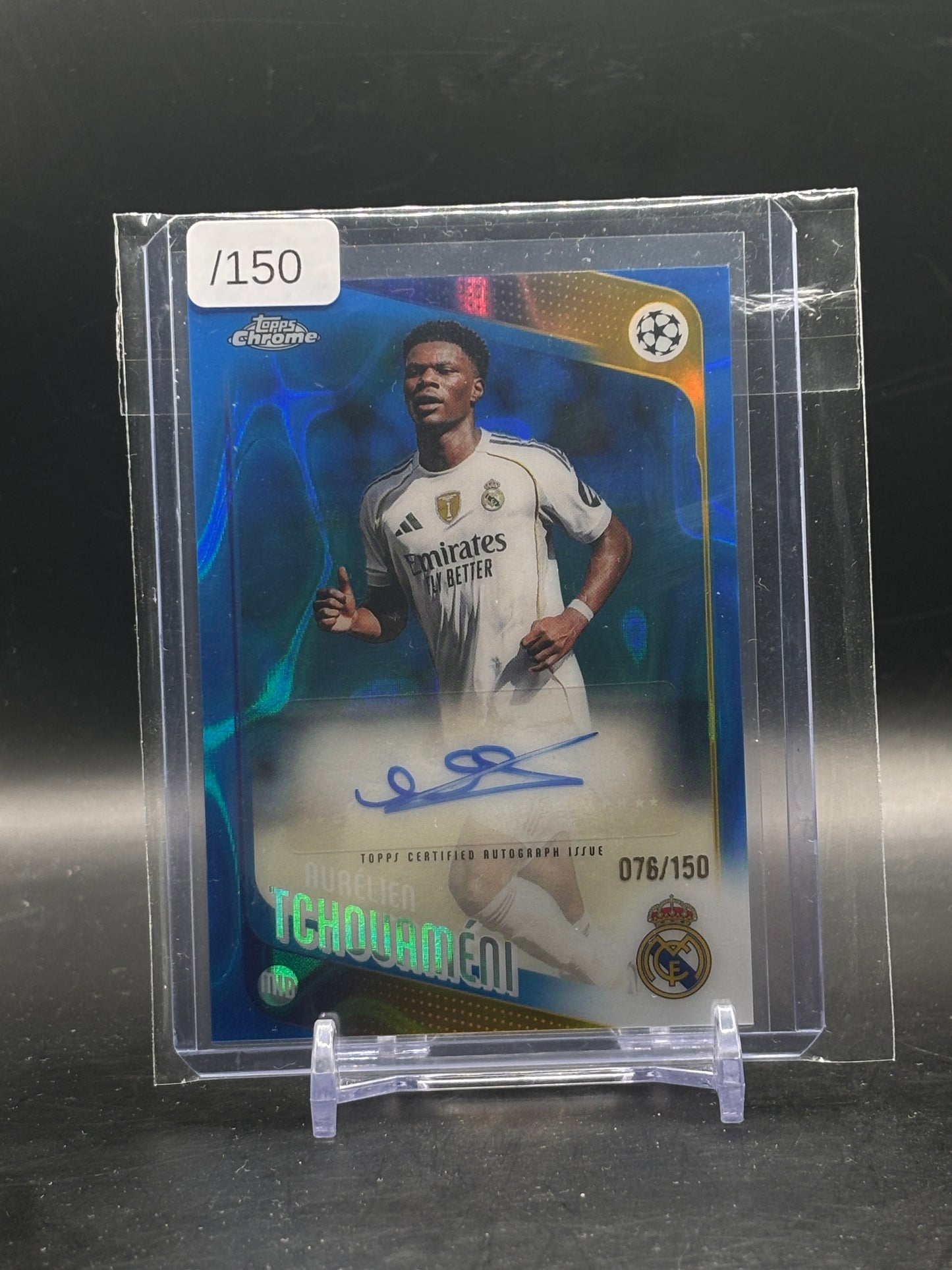 2025-26 Topps Chrome UCC Aurelien Tchouameni Real Madrid C.F Blue Lava Auto 76/150