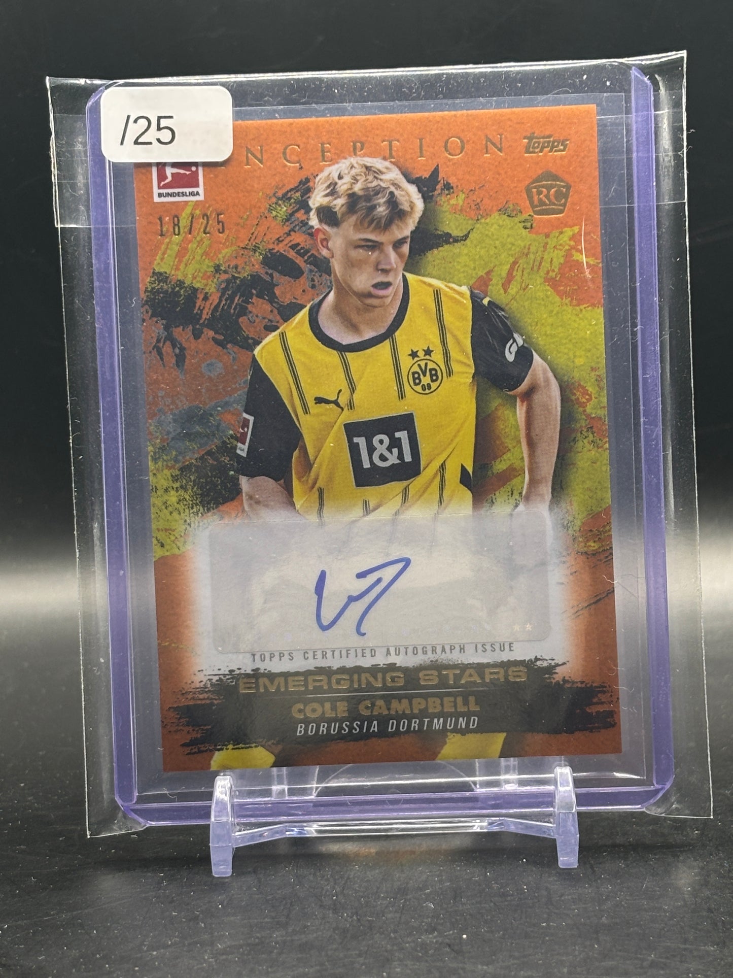 2024-25 Topps Inception Cole Campbell Borussia Dortmund Orange Auto 18/25