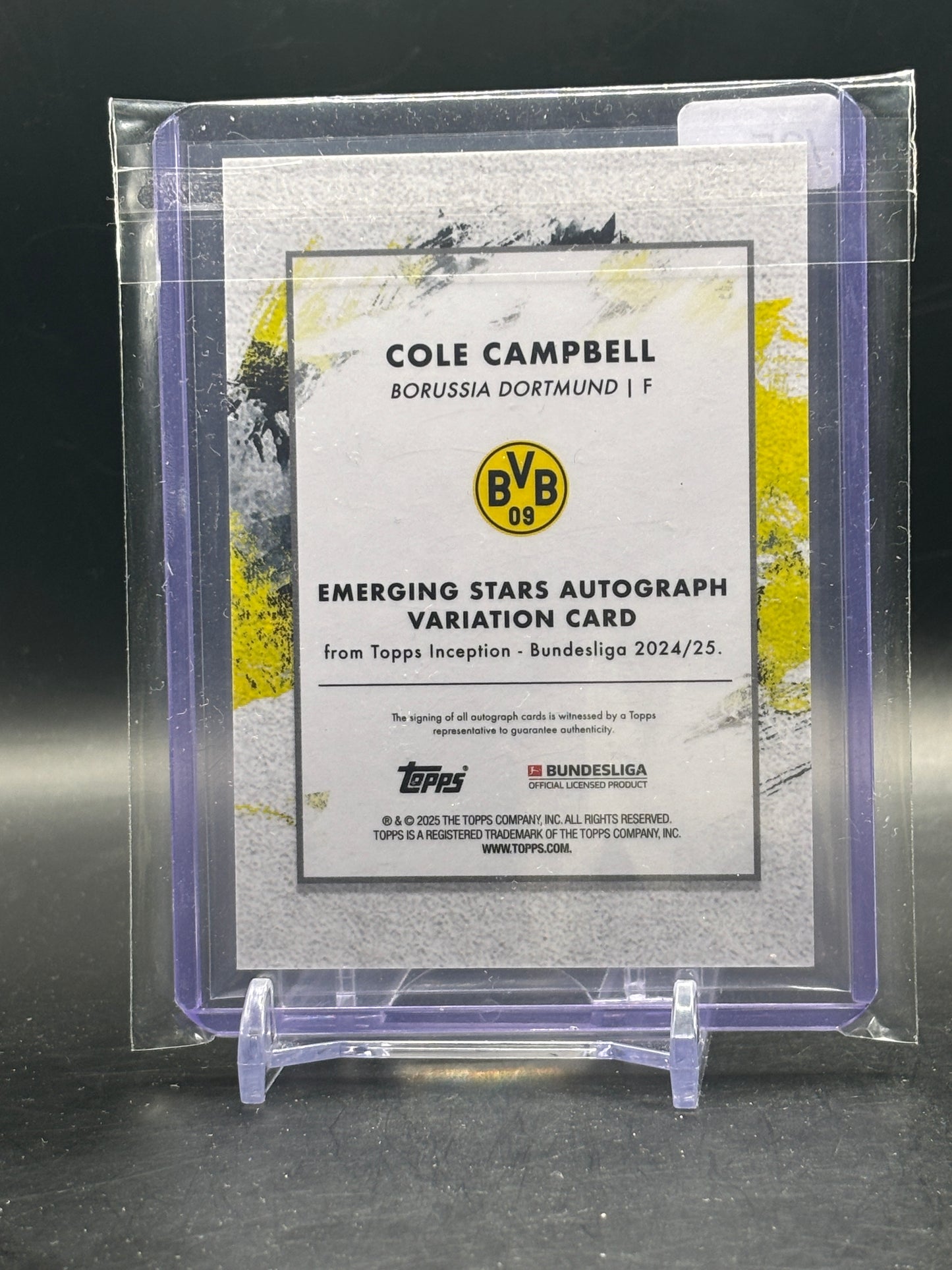 2024-25 Topps Inception Cole Campbell Borussia Dortmund Orange Auto 18/25