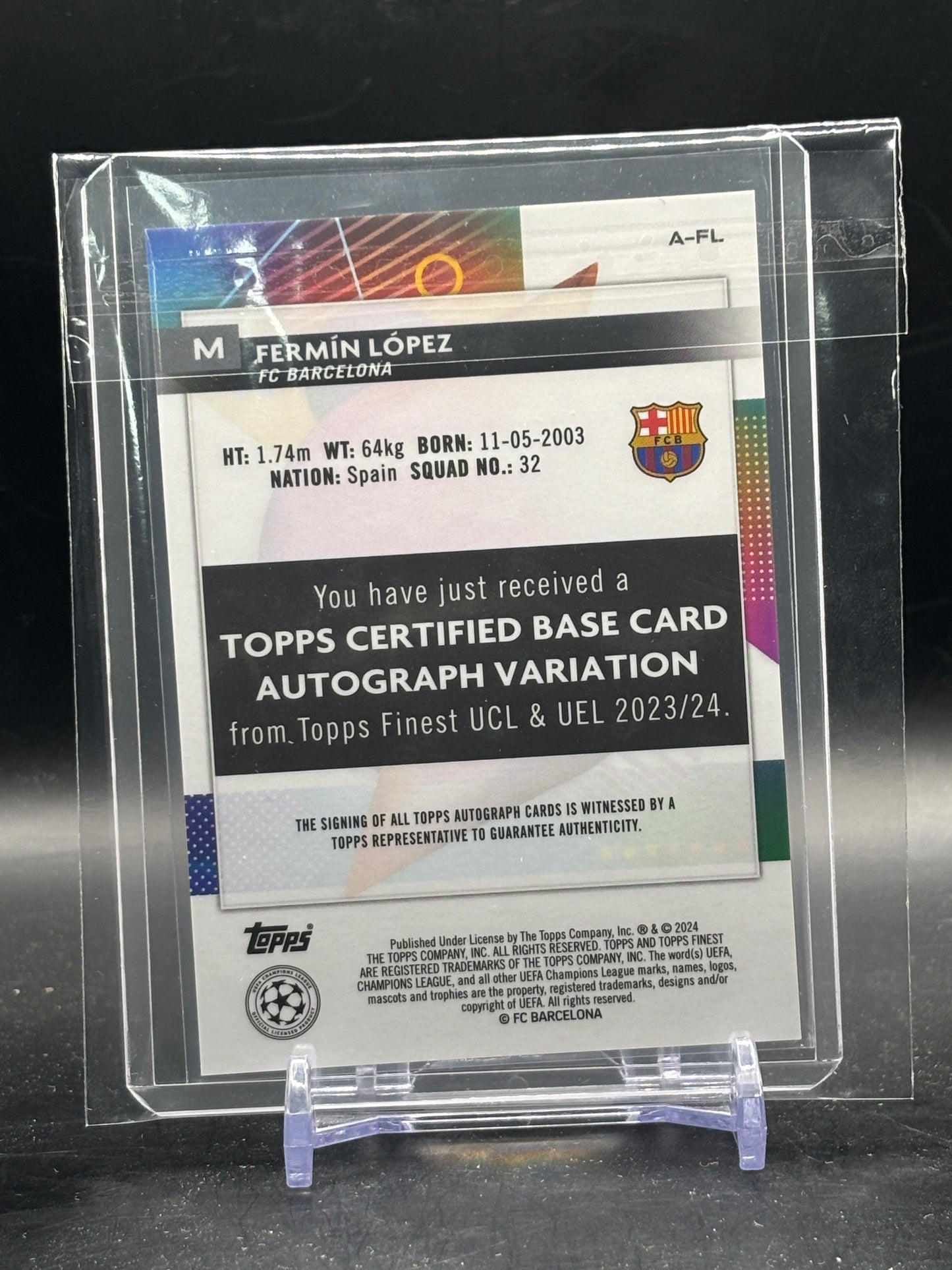 2023-24 Topps Finest UCC Fermin Lopez FC Barcelona Auto