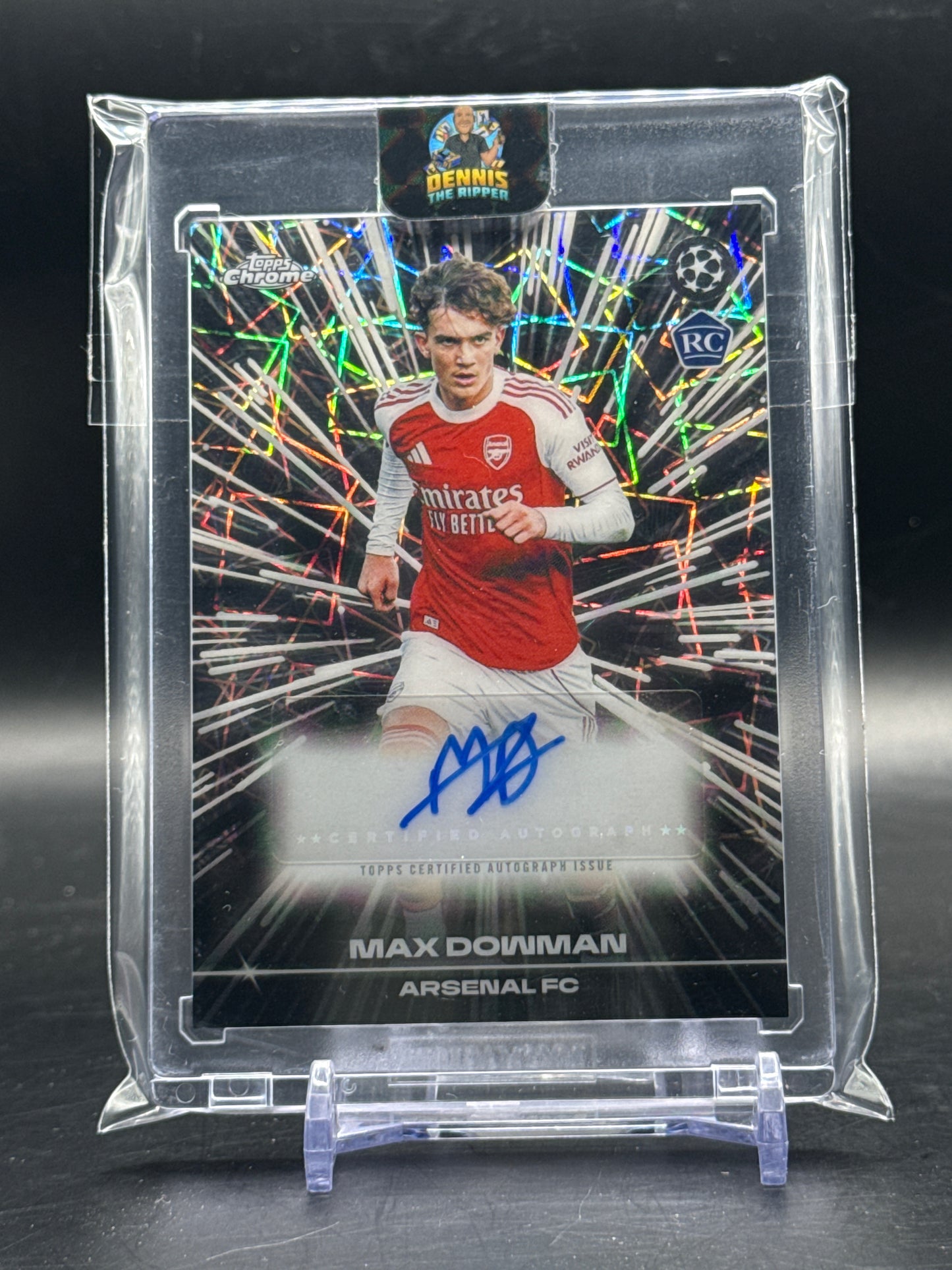2025-26 Topps Chrome UCC Max Dowman Arsenal FC Black Lazer Auto