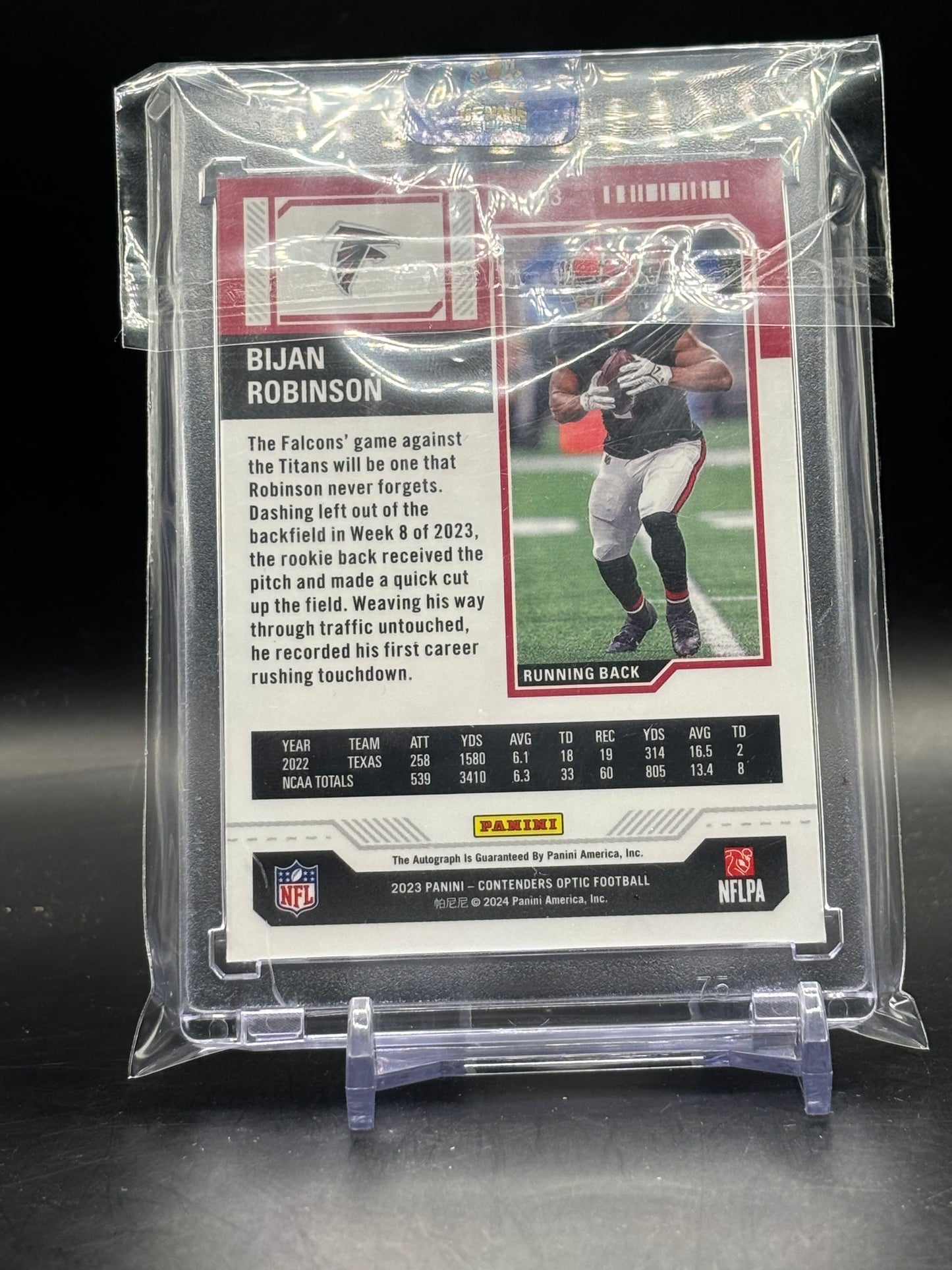 2023 Panini Contenders Optic NFL Bijan Robinson Atlanta Falcons Rookie Ticket Silver Auto