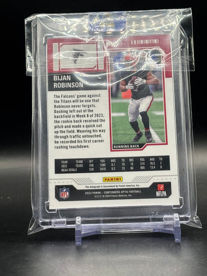 2023 Panini Contenders Optic NFL Bijan Robinson Atlanta Falcons Rookie Ticket Silver Auto