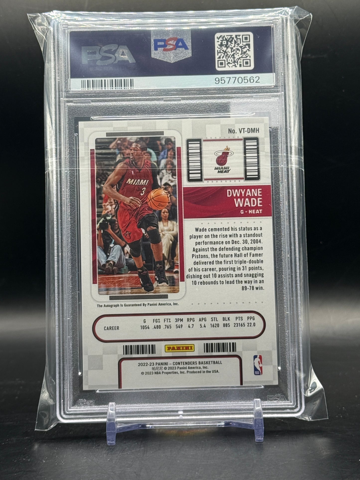 2022 Panini Contenders NBA Dwyane Wade Miami Heat Veteran Ticket Auto 34/49 PSA 9 95770562