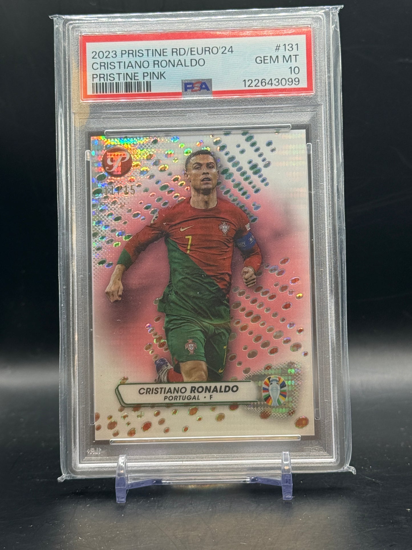 2023 Topps Pristine Euro 2024 Cristiano Ronaldo Portugal Pink 11/15 PSA 10 122643099