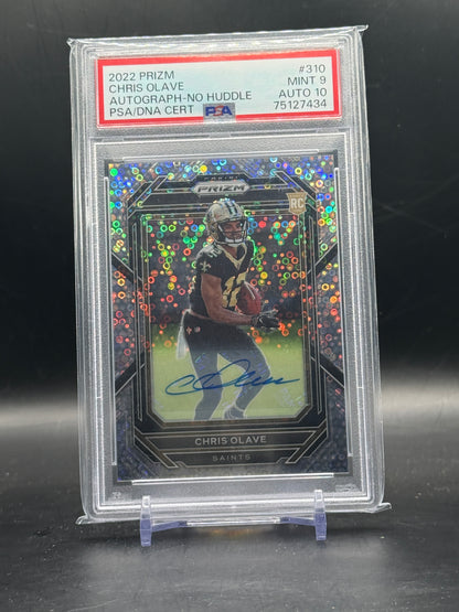 2022 Panini Prizm NFL Chris Olave New Orleans Saints No Huddle Auto PSA 9 Auto 10 75127434