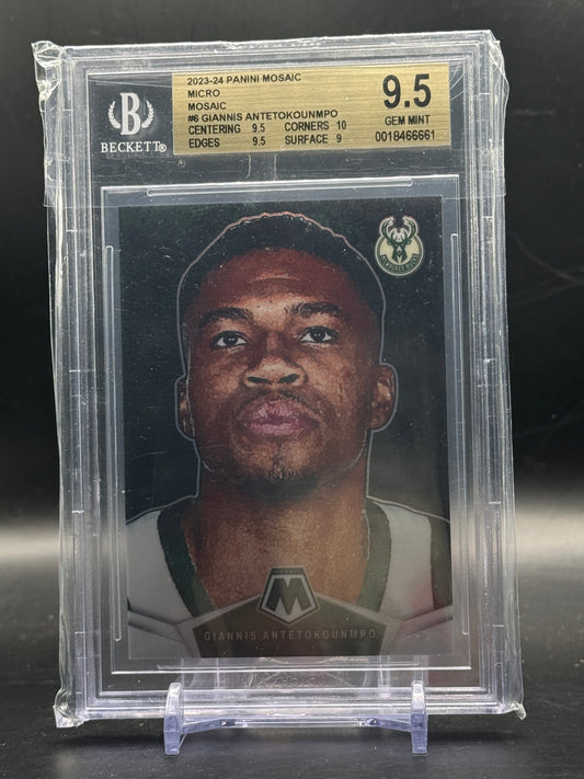 2023-24 Panini Mosaic NBA Giannis Antetokounmpo Milwaukee Bucks Micro Mosaic Becket 9.5 0018466661