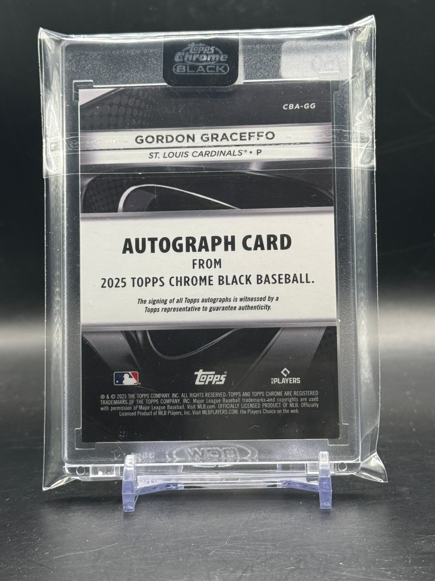 2025 Topps Chrome Black MLB Gordon Graceffo St. Louis Cardinals Gold Auto 20/50