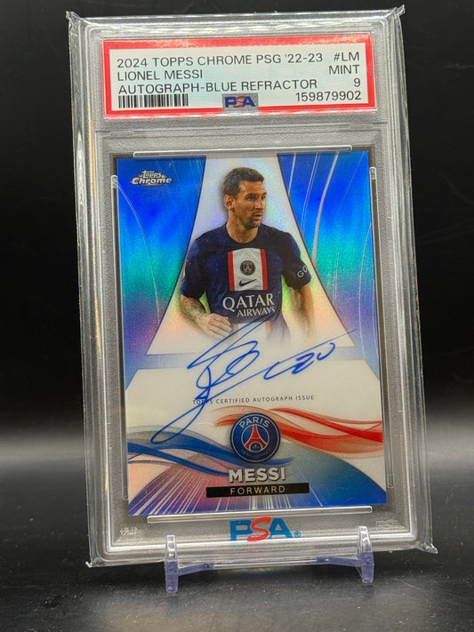 2024 Topps Chrome PSG Lionel Messi Blue Refractor Auto 34/35 PSA 9 159879902