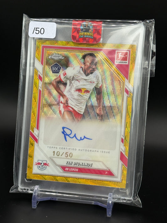 2025-26 Topps Chrome Bundesliga Yan Diomande RB Leipzig Gold Wave Auto 10/50