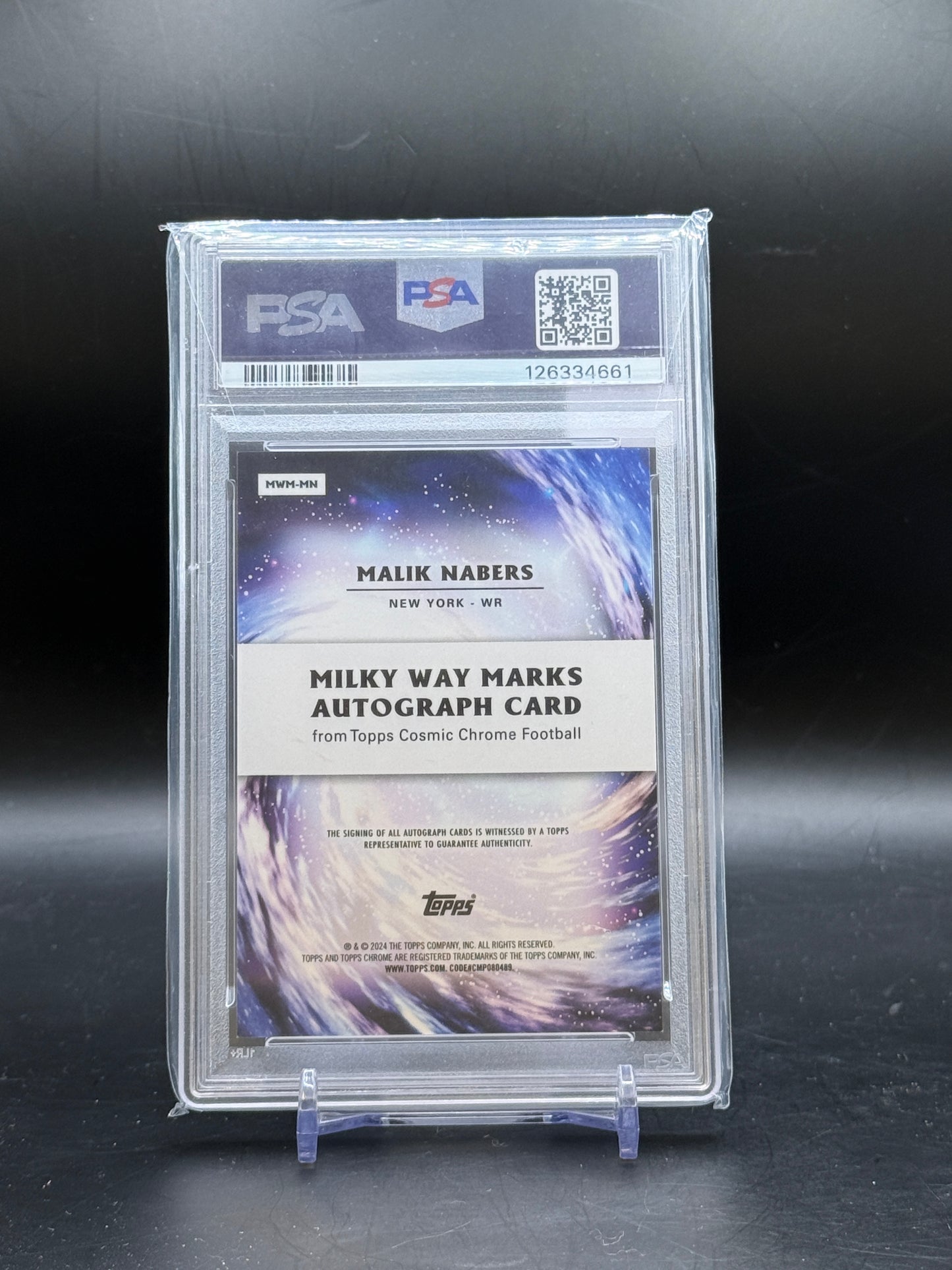 2024 Topps Chrome NFL Malik Nabers New York Giants Milky Way Marks Orange Auto 24/25 PSA 9 Auto 10 126334661