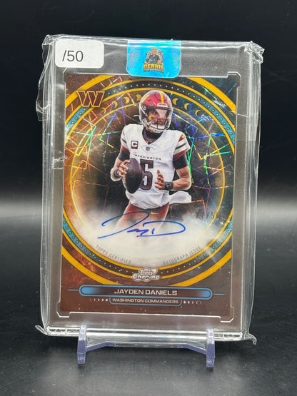 2025 Topps Cosmic Chrome NFL Jayden Daniels Washington Commanders Gold Equinox Auto 11/50