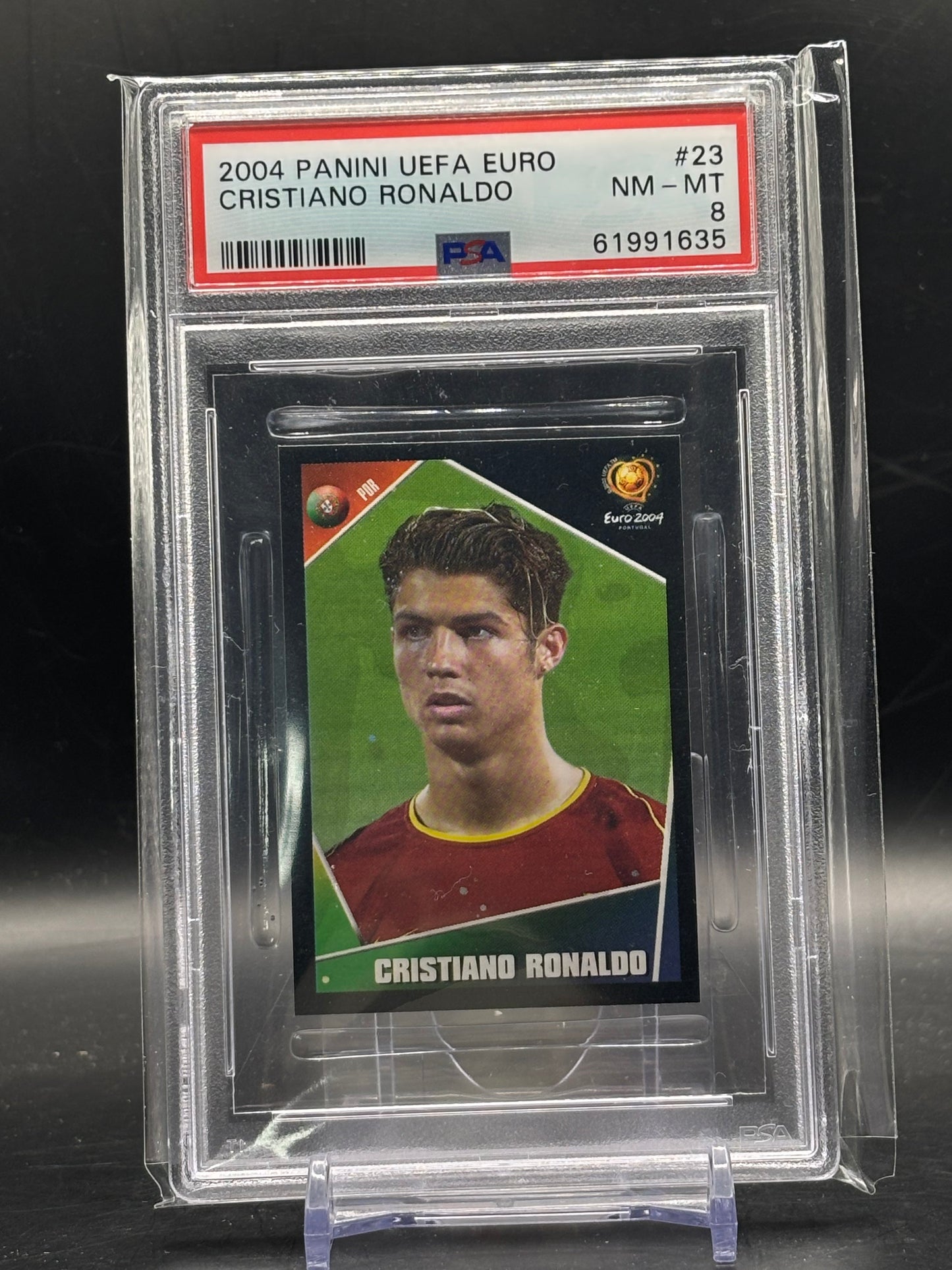 2004 Panini UEFA Euro Sticker Cristiano Ronaldo Portugal PSA 8 61991635