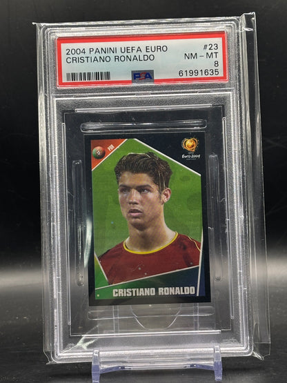 2004 Panini UEFA Euro Sticker Cristiano Ronaldo Portugal PSA 8 61991635
