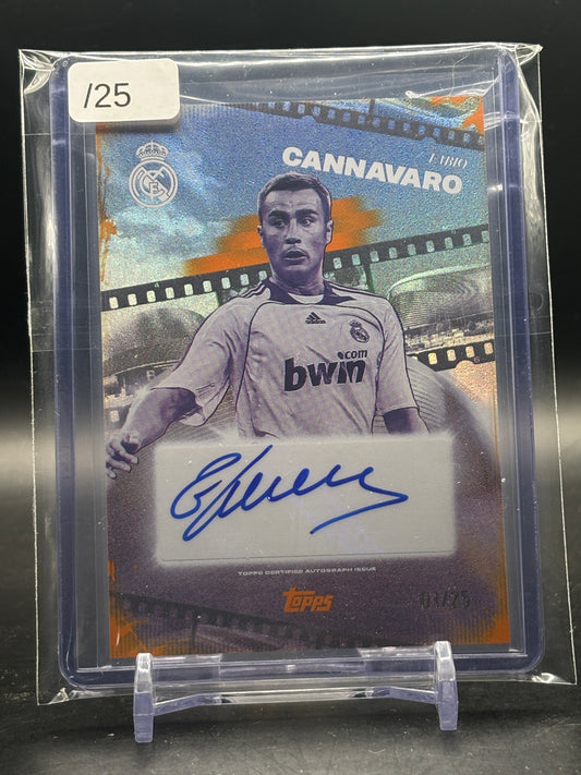2025-26 Topps Real Madrid Los Blancos Fabio Cannavaro Orange Auto 01/25